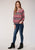Roper Womens Black/Pink 100% Cotton Floral/Stripe S/S Blouse