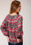 Roper Womens Black/Pink 100% Cotton Floral/Stripe S/S Blouse