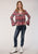 Roper Womens Black/Red Rayon/Nylon Floral Print L/S Blouse