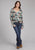 Roper Womens Photo Collage V-Neck Multi-Color 100% Rayon L/S Blouse