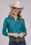 Roper Womens Tooled Floral Print Teal 100% Polyester L/S Shirt