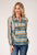 Roper Womens Watercolor Stripe Multi-Color 100% Polyester L/S Tunic