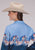 Roper Womens Barrel Racer Border Blue 100% Rayon L/S Blouse