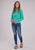 Roper Womens Vintage Aztec Print Turquoise 100% Rayon L/S Blouse