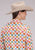 Roper Womens Checker Print Cream 100% Rayon L/S Blouse