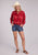 Roper Womens RWB Aztec Peasant Red 100% Rayon L/S Blouse