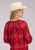 Roper Womens RWB Aztec Peasant Red 100% Rayon L/S Blouse