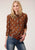 Roper Womens Brown Rayon/Nylon Cow Skulls L/S Blouse