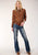 Roper Womens Brown Rayon/Nylon Cow Skulls L/S Blouse