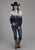 Roper Womens Western Border Snap Black 100% Rayon L/S Blouse
