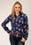 Roper Womens Cowboy Toile Blue Rayon/Nylon L/S Shirt