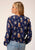 Roper Womens Cowboy Toile Blue Rayon/Nylon L/S Blouse