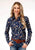 Roper Womens Feather Foliage Blue Polyester L/S Shirt