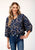 Roper Womens Feather Foliage Blue Polyester 3/4 Sleeve S/S Tunic
