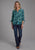 Roper Womens Feather Georgette Teal 100% Polyester 3/4 Sleeve S/S Blouse