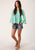 Roper Womens Dip Dye Turquoise 100% Cotton L/S Blouse