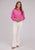 Roper Womens Multi-Color Piping Pink 100% Rayon L/S Blouse