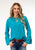 Roper Womens Dark Turquoise Ruffle Blue Polyester L/S Blouse