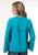 Roper Womens Dark Turquoise Ruffle Blue Polyester L/S Blouse