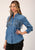 Roper Womens Medium Fringe Blue 100% Cotton L/S Shirt