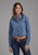 Roper Womens 2274 Western Medium Blue 100% Cotton Crop L/S Shirt