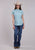 Roper Womens Stretch Four Point Foulard Teal Cotton Blend S/S Shirt