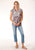 Roper Womens Pink Rayon/Nylon Paisley S/S Blouse