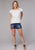 Roper Womens Flutter Raglan White Cotton Blend S/S T-Shirt