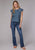 Roper Womens 2081 Embroidered Medium Blue 100% Cotton S/S Blouse