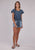 Roper Womens 2530 Flutter Sleeve Denim 100% Cotton Cactus S/S Blouse