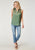 Roper Womens Yoke Embroidery Green 100% Cotton S/L Shirt