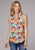 Roper Womens 2073 Ikat Paisley Multi-Color 100% Polyester S/L Blouse