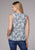 Roper Womens Ditzy Floral Stripe White Multi 100% Rayon S/L Blouse