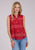 Roper Womens RWB Aztec Red 100% Rayon S/L Blouse