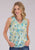 Roper Womens Floral Aztec Chintz Cream/Blue 100% Polyester S/L Blouse