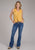Roper Womens Center Front Ruffle Golden Yellow 100% Polyester S/L Blouse