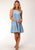 Roper Womens Lightweight Embroidered Blue 100% Cotton S/L Dress