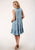 Roper Womens Blue 100% Cotton Three-Tiered S/L Dress XS