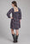 Roper Womens Bronc Riders Black 100% Rayon 3/4 Sleeve Dress