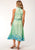Roper Womens Floral Border Print Green Polyester S/L Dress