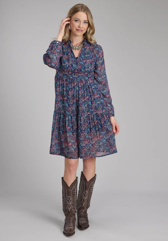 Roper Womens Gem Floral Multi-Color 100% Polyester L/S Dress