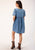 Roper Womens Empire Peasant Blue 100% Cotton S/S Dress