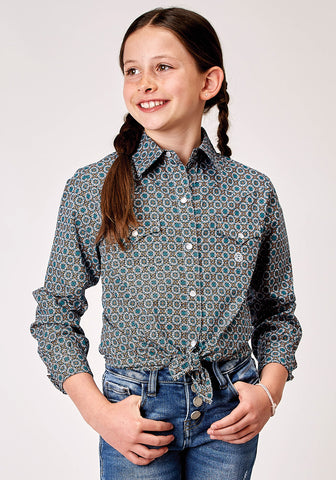 Roper Girls Frontier Foulard Multi-Color 100% Cotton L/S Shirt