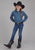 Roper Youth Girls 2163 Stretch Diamond Blue Cotton Blend L/S Shirt
