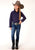 Roper Girls Kids Purple 100% Cotton Black Fill L/S Shirt