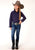 Roper Girls Kids Purple 100% Cotton Black Fill L/S Shirt XS