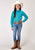 Roper Girls Stretch Poplin Turquoise Cotton Blend L/S Shirt