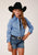 Roper Kids Girls Thistle Foulard Blue 100% Cotton L/S Shirt