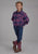 Roper Kids Girls 2206 Unlined Flannel Blue/Pink 100% Cotton L/S Shirt