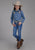 Roper Kids Girls 2274 Horse and Rose Blue 100% Cotton L/S Shirt